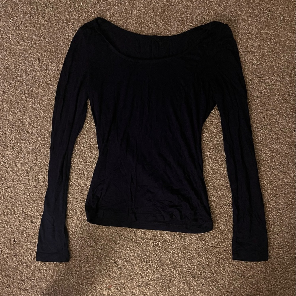 SHEIN xs navy blue long sleeve scoop neck top